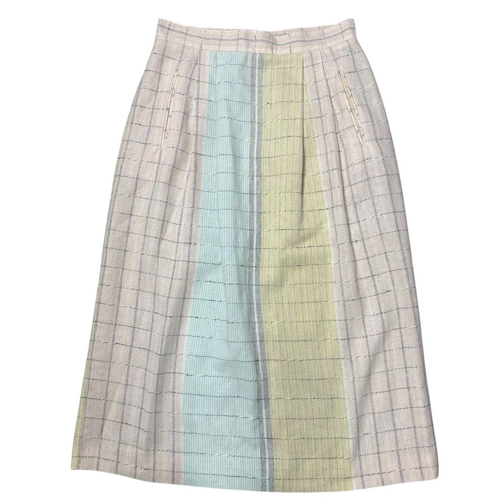 Vintage Jaclyn Smith Pastel Woven Wool Blend Midi Skirt